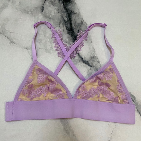Lavender Lace Triangle Bralette - Picture 1 of 7